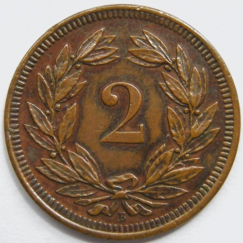 Schweiz, 2 Rappen, 1897 B   