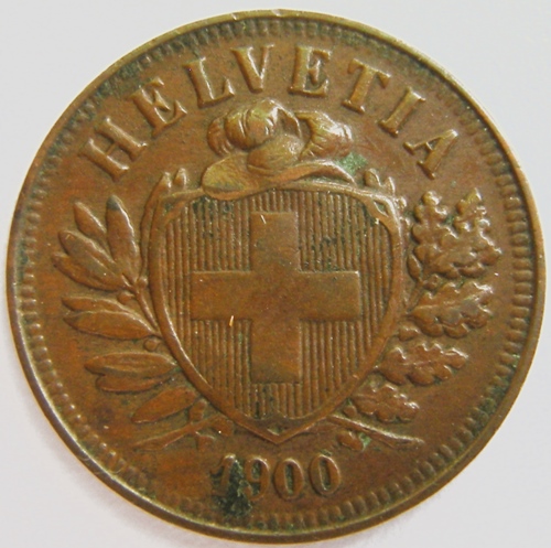  Schweiz, 2 Rappen, 1900 B   