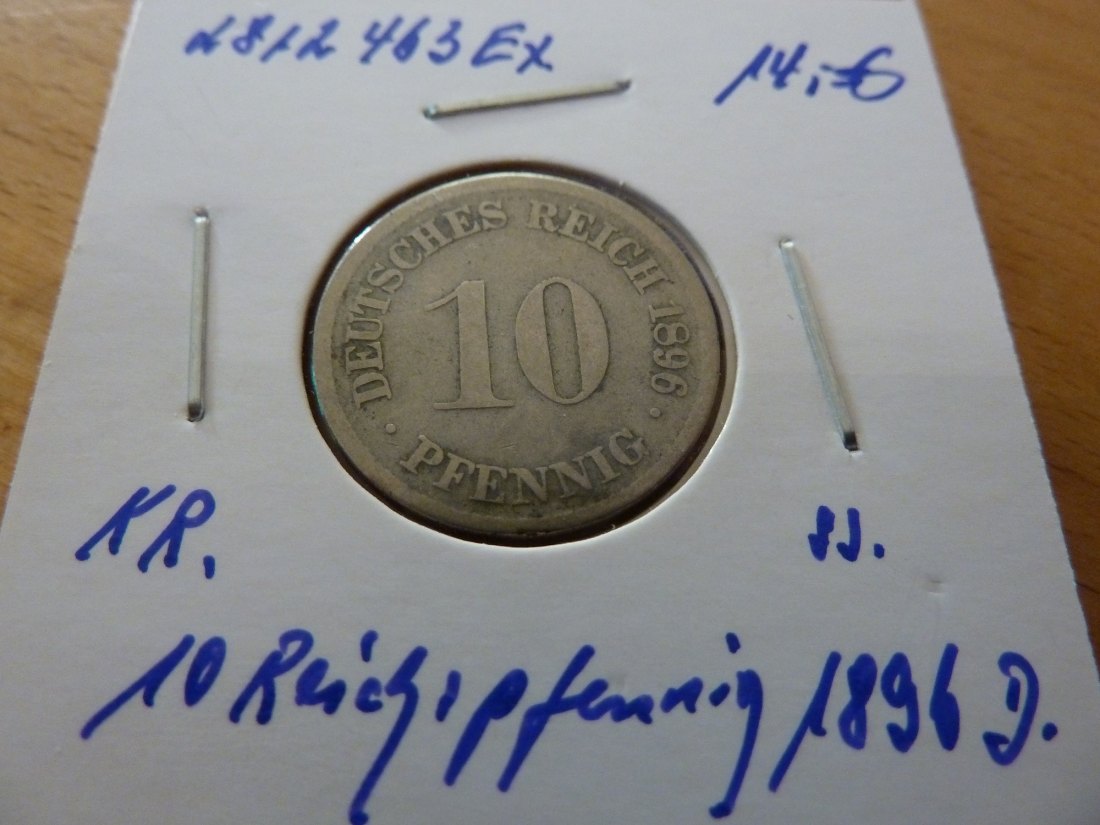  Kaiserreich 10 Pfennig 1896 -D- Jaeger 13. ss   