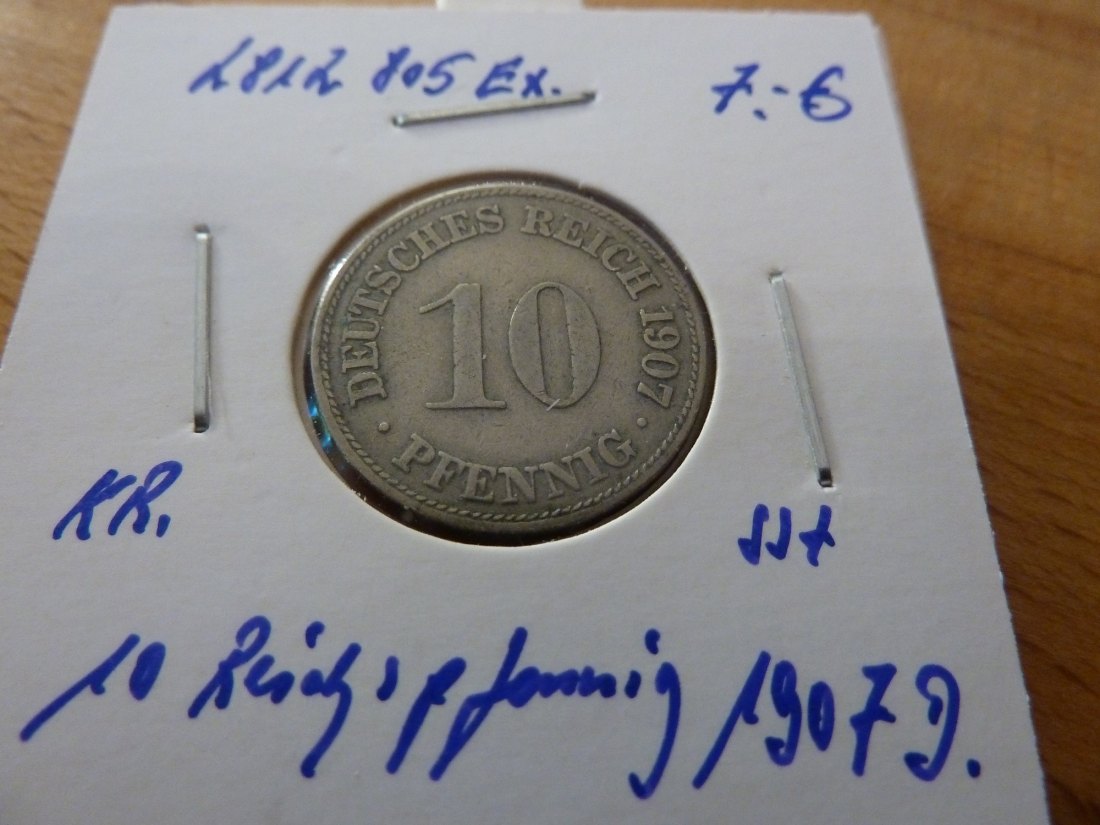  Kaiserreich 10 Pfennig 1907 -D- Jaeger 13. ss   