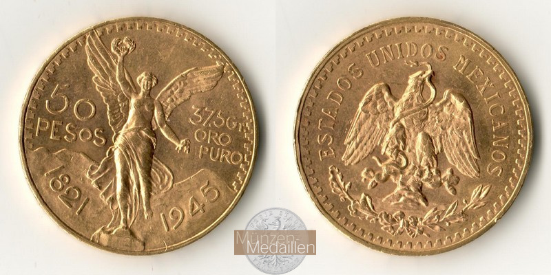 Mexiko MM-Frankfurt Feingold: 37,50g 50 Pesos 1945 