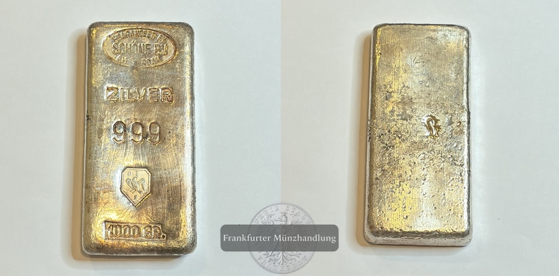  Niederlande.  1000g Silberbarren Schöne B.V. Amsterdam FM-Frankfurt Feinsilber: 1.000g   