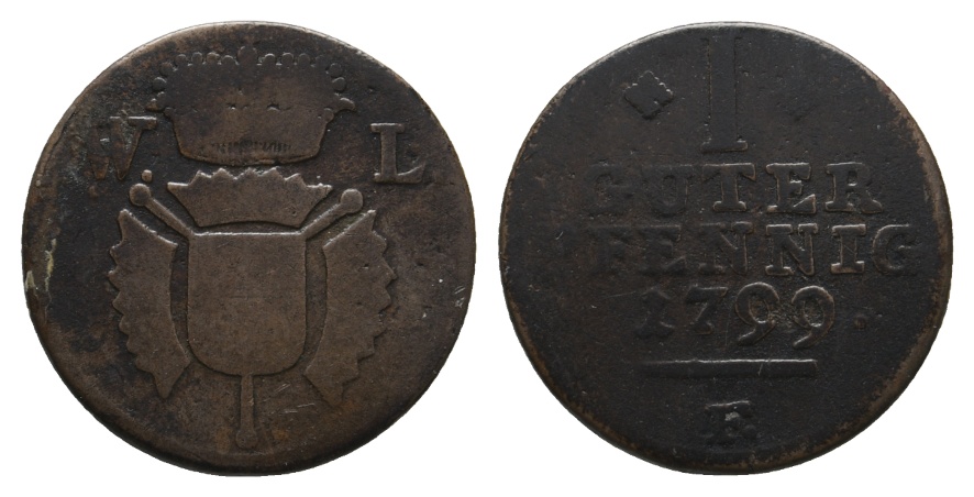  Altdeutschland; Hessen; Kleinmünze 1799   