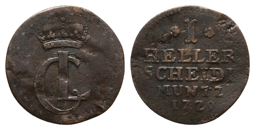  Altdeutschland; Hessen; Kleinmünze 1729   