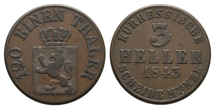  Altdeutschland; Hessen; Kleinmünze 1843   