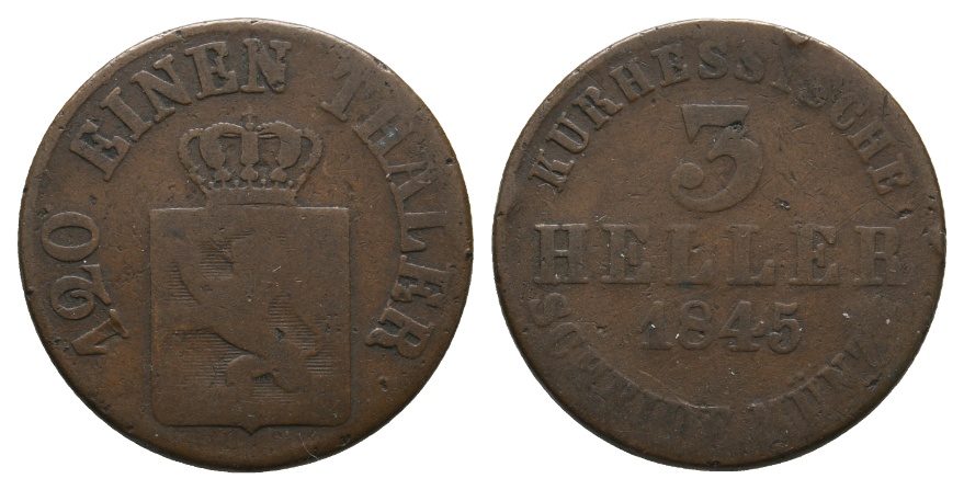  Altdeutschland; Hessen; Kleinmünze 1845   