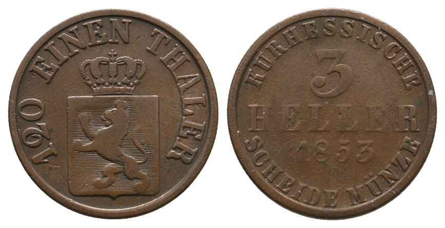  Altdeutschland; Hessen; Kleinmünze 1853   