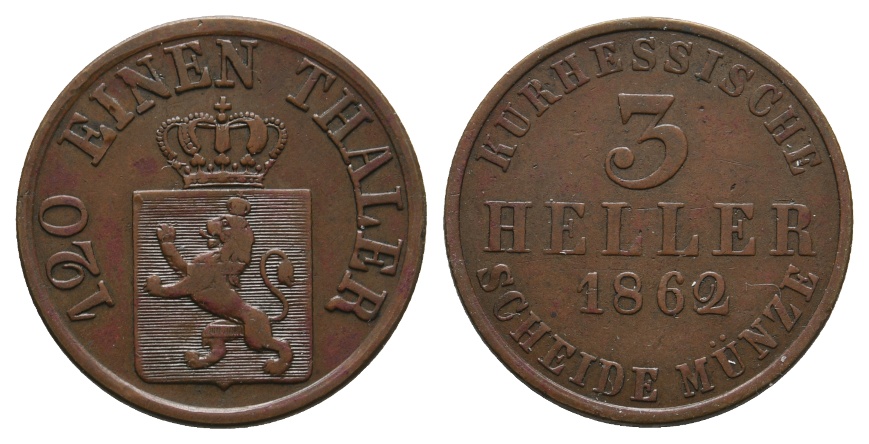  Altdeutschland; Hessen; Kleinmünze 1862   