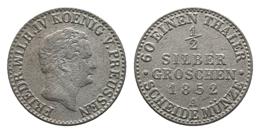  Altdeutschland; Preußen; Kleinmünze 1852   
