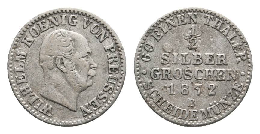  Altdeutschland; Preußen; Kleinmünze 1872   
