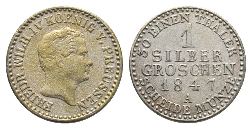  Altdeutschland; Preußen; Kleinmünze 1847   