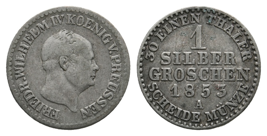  Altdeutschland; Preußen; Kleinmünze 1853   