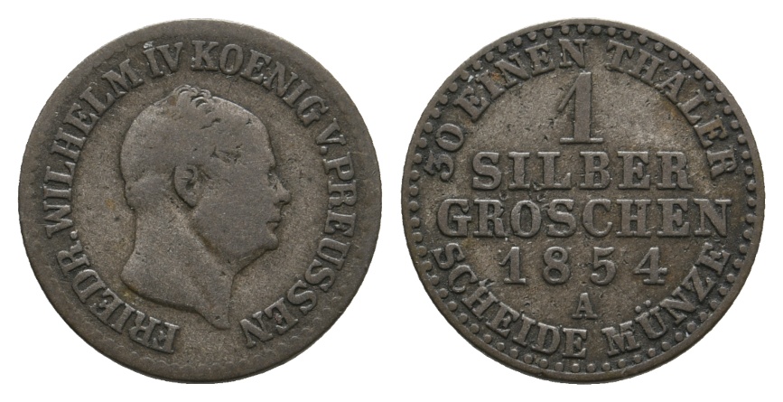  Altdeutschland; Preußen; Kleinmünze 1854   