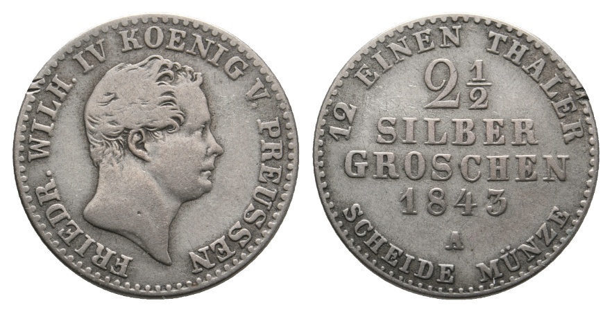  Altdeutschland; Preußen; Kleinmünze 1843   
