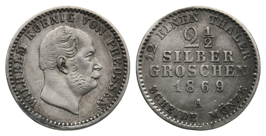  Altdeutschland; Preußen; Kleinmünze 1869   