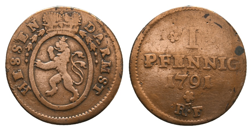  Altdeutschland; Hessen; Kleinmünze 1791   