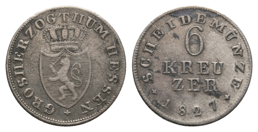  Altdeutschland; Hessen; Kleinmünze 1827   