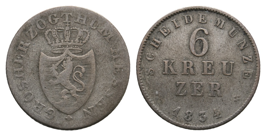  Altdeutschland; Hessen; Kleinmünze 1834   