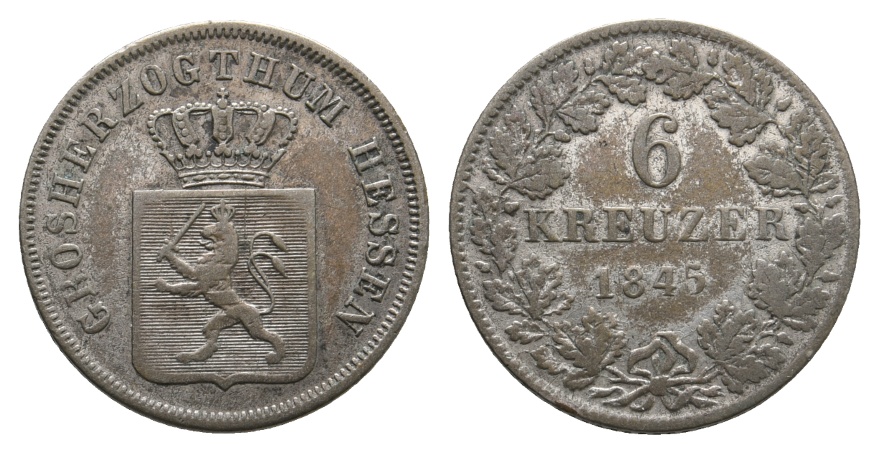  Altdeutschland; Hessen; Kleinmünze 1845   