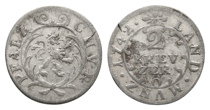  Altdeutschland; Pfalz; Kleinmünze 1742   