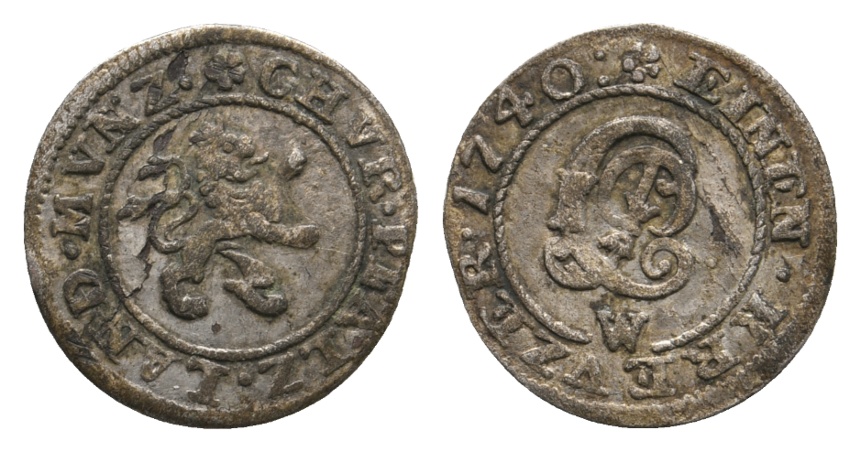  Altdeutschland; Pfalz; Kleinmünze 1740   