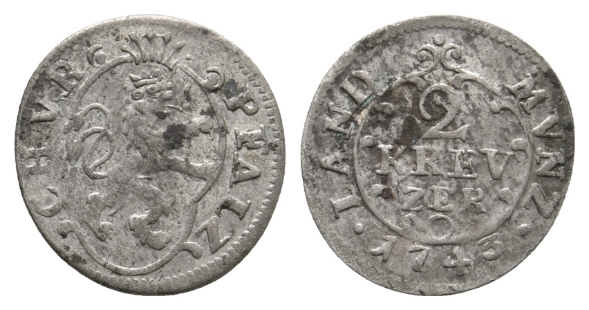  Altdeutschland; Pfalz; Kleinmünze 1743   