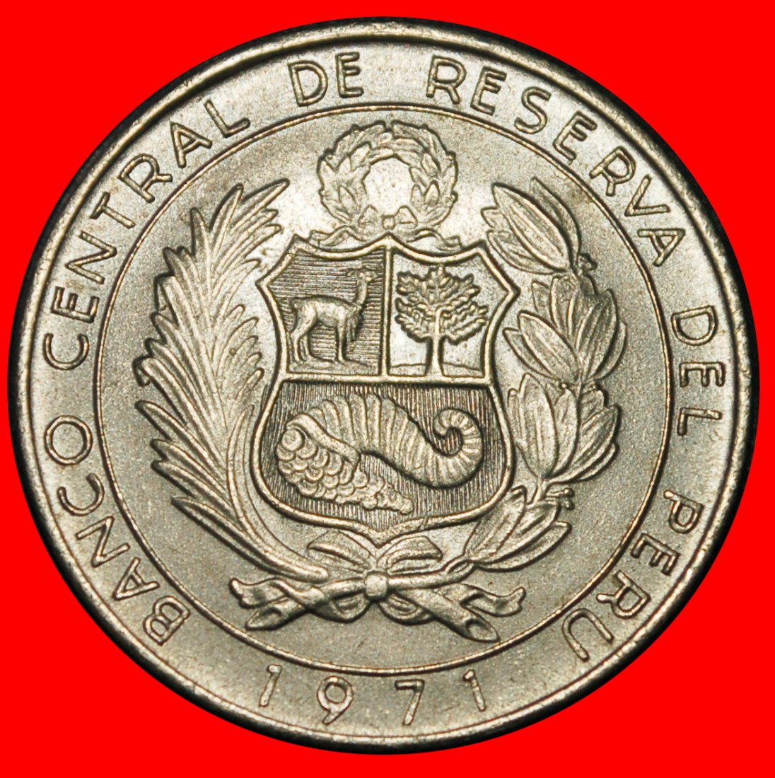  ⰆINDEPENDENCE 1821:PERU★5 SOLES DE ORO 1971 UNC★AMARU (1571–1572) CORNUCOPIA★LOW START ★ NO RESERVE!   