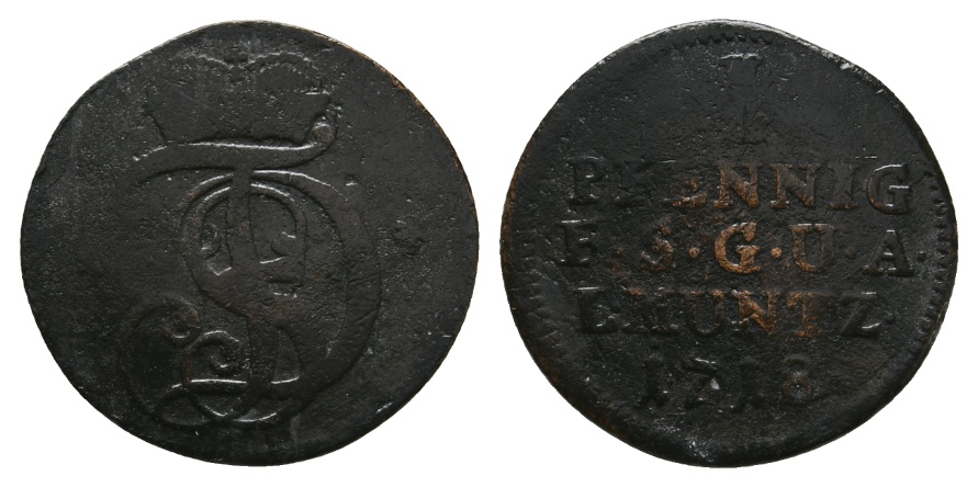  Altdeutschland; Sachsen-Gotha- Altenburg; Kleinmünze 1718   