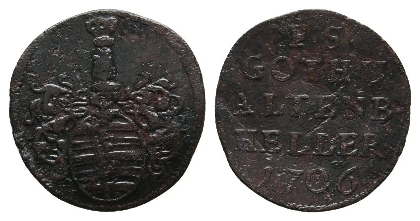  Altdeutschland; Sachsen-Gotha- Altenburg; Kleinmünze 1706   