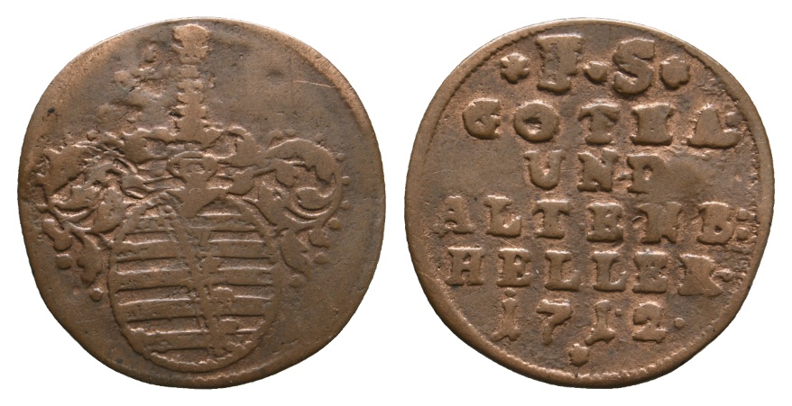  Altdeutschland; Sachsen-Gotha- Altenburg; Kleinmünze 1712   
