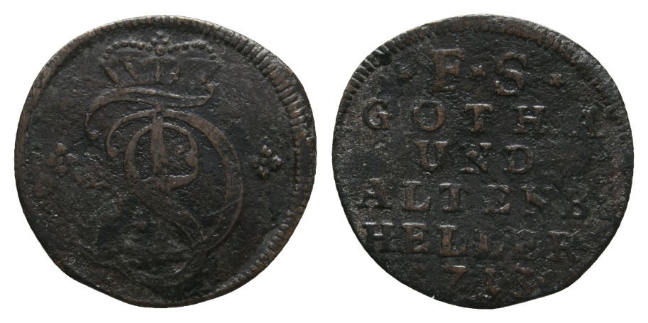  Altdeutschland; Sachsen-Gotha- Altenburg; Kleinmünze 1713   