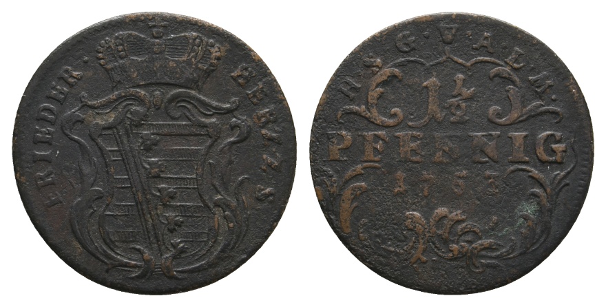  Altdeutschland; Sachsen; Kleinmünze 1763   