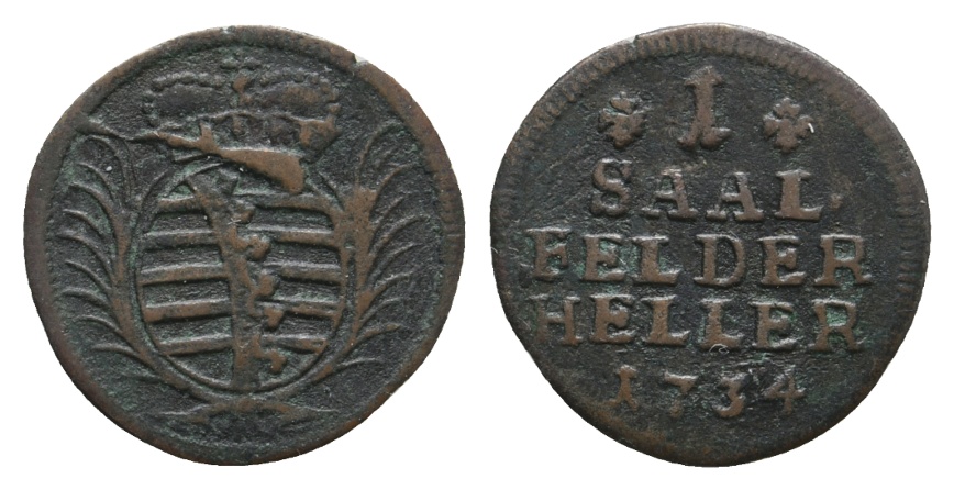 Altdeutschland; Sachsen; Kleinmünze 1734   