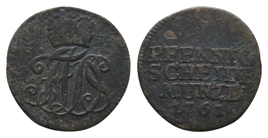  Altdeutschland; Sachsen; Kleinmünze 1761   