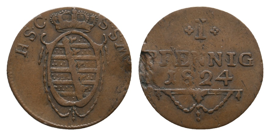  Altdeutschland; Sachsen; Kleinmünze 1824   