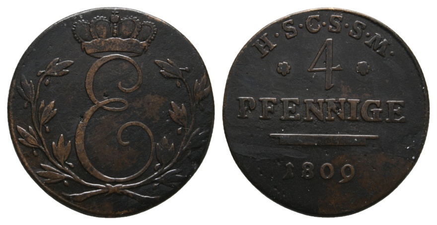  Altdeutschland; Sachsen; Kleinmünze 1809   