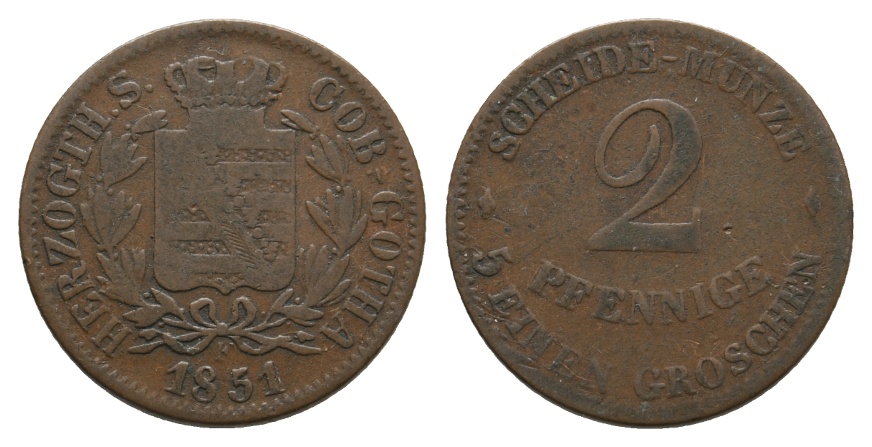  Altdeutschland; Sachsen; Kleinmünze 1851   