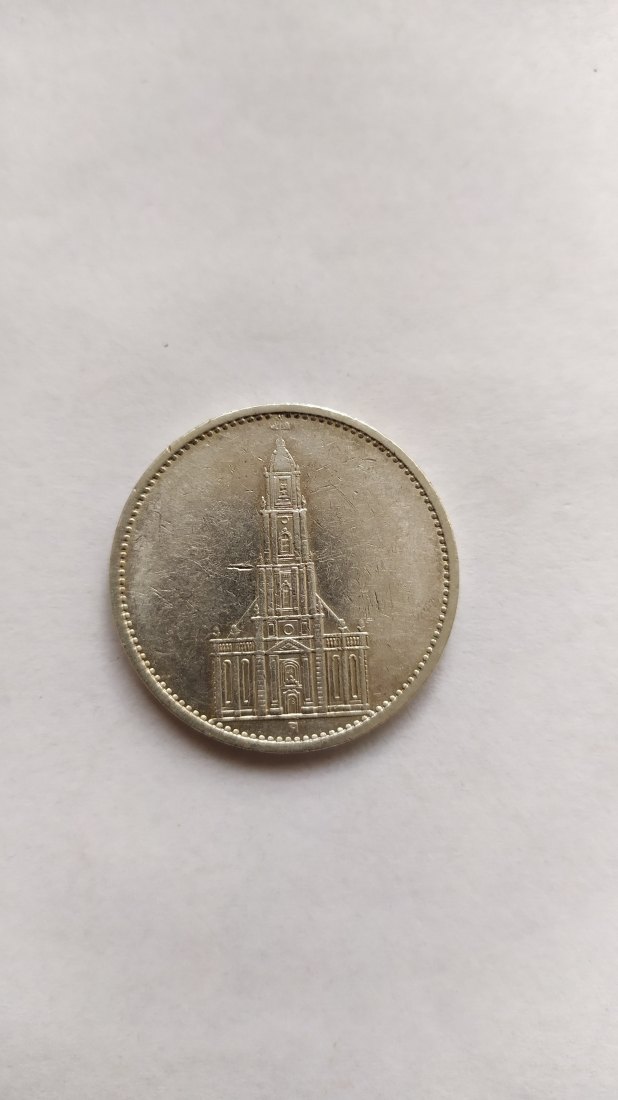  Germany.5 MARK.1935A.  Silver 900.  Garnisonkirche   