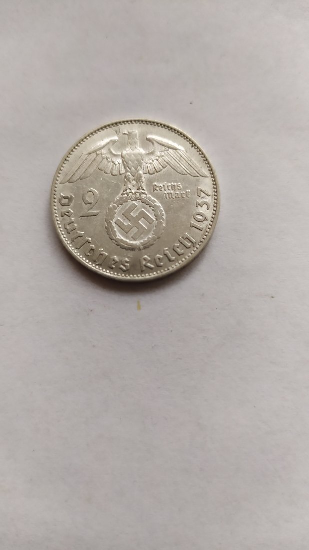 Germany.2 MARK 1937J. Silver 625.Hindenburg