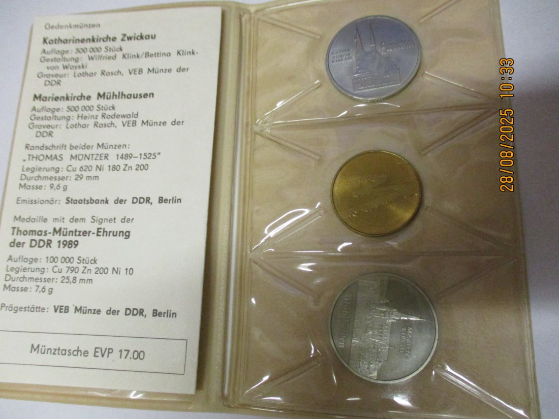  2 x 5 Mark DDR 1989 Thomas Müntzer 51g   