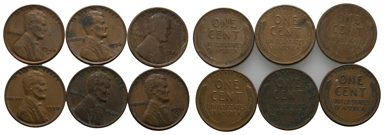  USA; 6x 1 Cent   