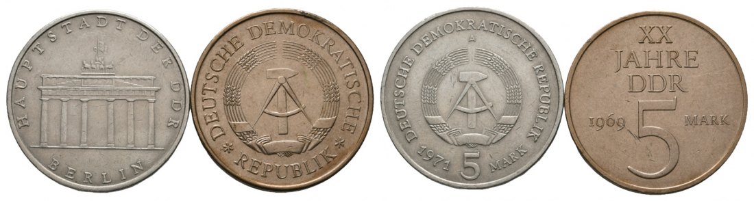 DDR; 2x 5 Mark; 1969 / 1971   