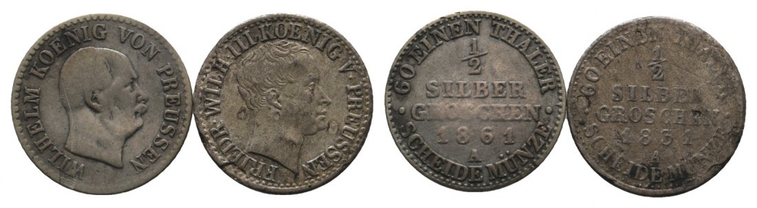  Altdeutschland; 2 Kleinmünzen 1861 / 1831   