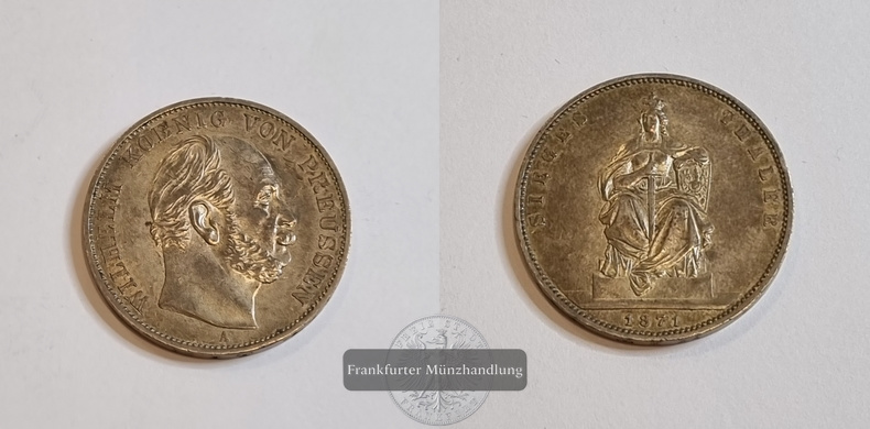  Preußen 1 Thaler 1871 Siegesthaler FM-Frankfurt Feinsilber: 16,66g   