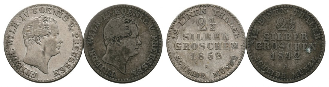  Altdeutschland; Preußen; 2 Kleinmünzen 1852 / 1842   