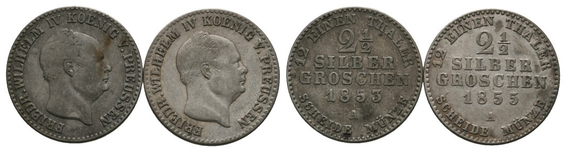  Altdeutschland; Preußen; 2 Kleinmünzen 1853 / 1855   