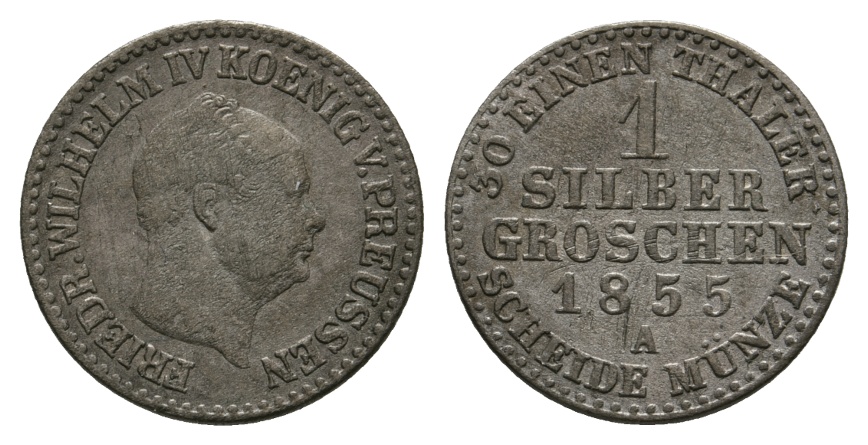  Altdeutschland; Preußen; Kleinmünze 1855   