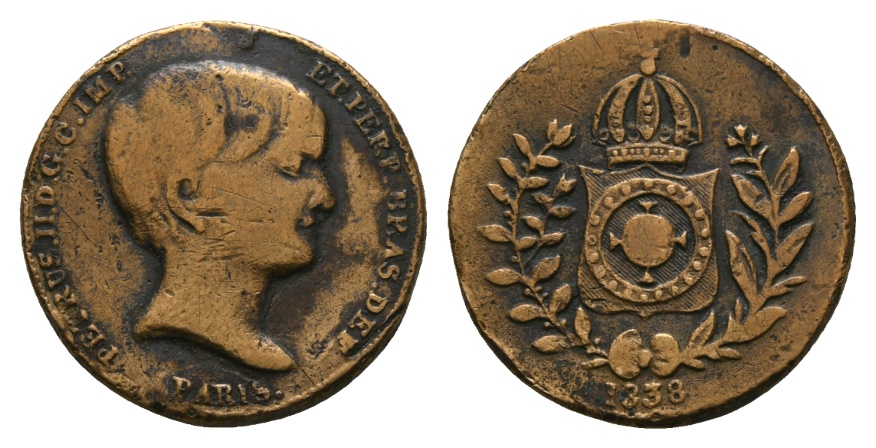  Medaille; Brasilien; Kaisermedaille 1838; Bronze; Ø 27,55 mm; 10,27 g   