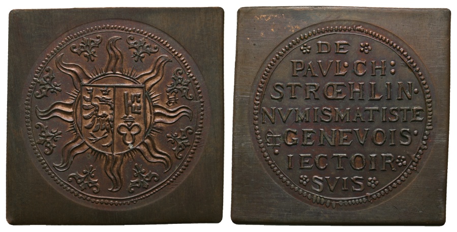  Plakette; Schweiz; Genf; unedel; H 36,54 mm x B 36,35 mm; 12,25 g   