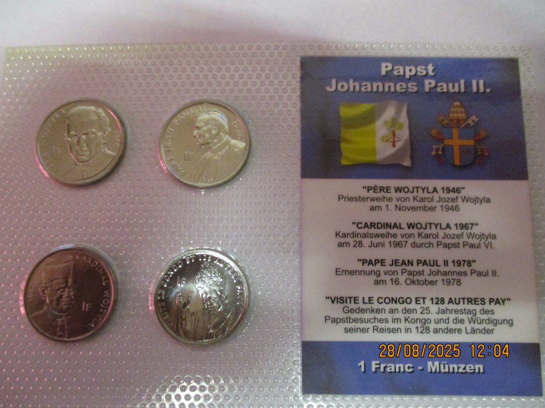  Kursmünzen Papst Johannes Paul II. siehe Foto Gewicht: Ca- 26g/- 1   